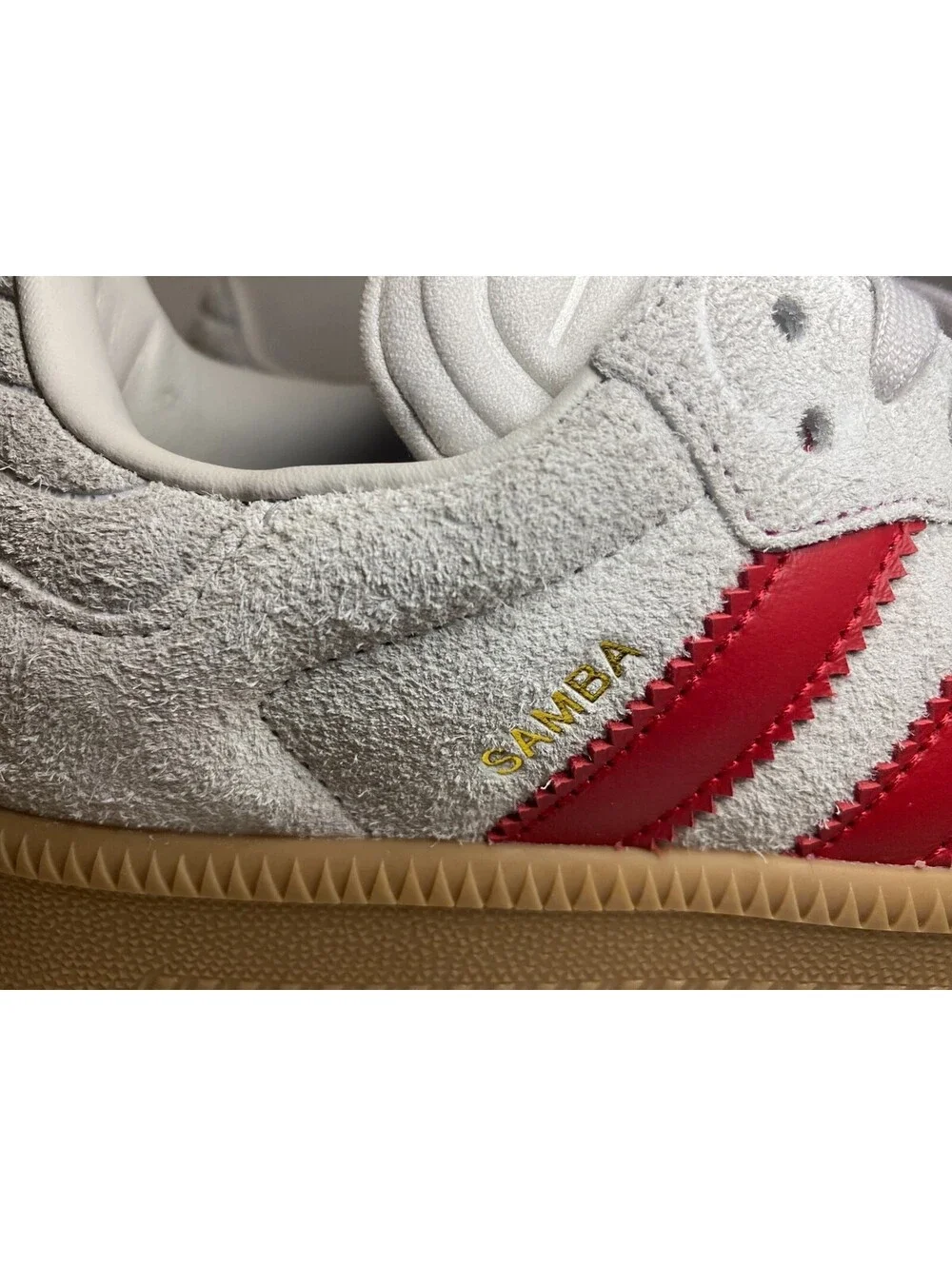 Adidas Samba XLG JS3826 Mens Sneakers US 9 Gray Scarlet Gum Suede Athletic Shoes